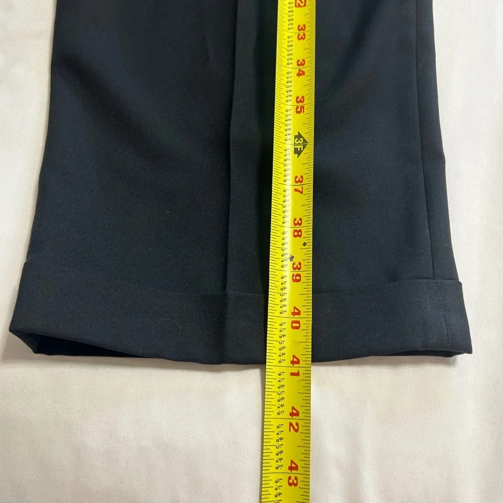 Stafford Travel Classic Fit Black Sharkskin Pleated Cuffed Dress Pants 42x30